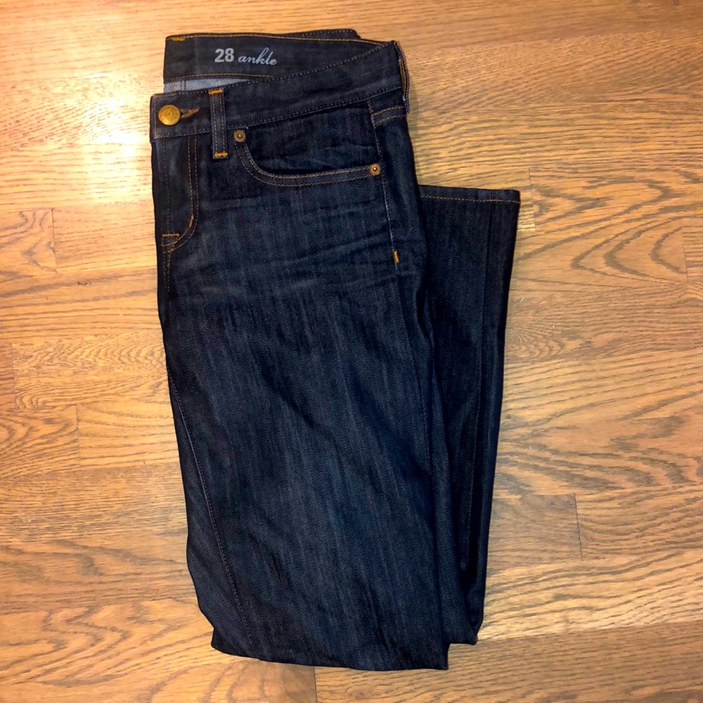 J crew dark rinse denim cropped jeans